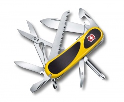 VX30N-YEL1 Victorinox EvoGrip. Нож перочинный VICTORINOX EvoGrip S18, 85 мм, 15 функций, с фиксатором, жёлтый с чёрными вставками