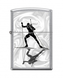 GR220119177 Zippo Классическая. Зажигалка ZIPPO Биатлонист с покрытием Street Chrome™, латунь/сталь, серебристая, 38x13x57 мм