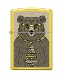 GR220119183 Zippo Классическая. Зажигалка ZIPPO Медведь c с покрытием Lemon™, латунь/сталь, жёлтая, матовая, 38x13x57 мм