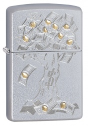 GR220119112 Zippo Классическая. Зажигалка ZIPPO Money Tree Design с покрытием Satin Chrome, латунь/сталь, серебристая, 38x13x57 мм
