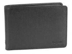 BG220702178 Bugatti Primo. Портмоне BUGATTI Primo, чёрное, натуральная воловья кожа, 12,5х1х9 см