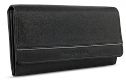 BG22121373 Bugatti Banda. Кошелёк женский BUGATTI Banda, с защитой данных RFID, чёрный, кожа козы/полиэстер, 18,5х2,5х9,5 см
