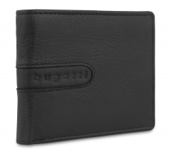 BG22121384 Bugatti BOMBA. Портмоне BUGATTI Bomba, с защитой данных RFID, чёрное, кожа козы/полиэстер, 12х2х9,5 см