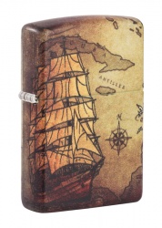 GR220119038 Zippo Классическая. Зажигалка Zippo Pirate Ship с покрытием White Matte, латунь/сталь, белая, матовая, 38x13x57 мм