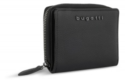 BG22121322 Bugatti BELLA. Кошелёк женский BUGATTI Bella, с RFID защитой, чёрный, воловья кожа/полиэстер, 12х2,5х9,5 см