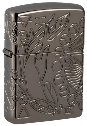 GR220119085 Zippo. Зажигалка ZIPPO Armor® Wicca Design с покрытием Black Ice®, латунь/сталь, чёрная, 38x13x57 мм