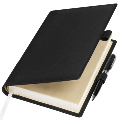 PB220330648 Portobello Clip. Ежедневник-портфолио Clip, черный, обложка soft touch, недатированный кремовый блок, подарочная коробка, в комплекте ручка Tesoro черная