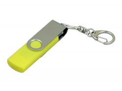 OA2003025060 Флешка с  поворотным механизмом, c дополнительным разъемом Micro USB, 16 Гб, желтый