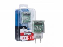 OA2102093000 RIVACASE. Сетевое зарядное устройство VA4125 с кабелем MFi Lightning, прозрачный