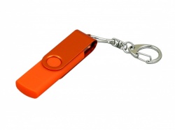 OA2003025094 Флешка с поворотным механизмом, c дополнительным разъемом Micro USB, 32 Гб, оранжевый