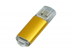 OA2003024924 Флешка промо прямоугольной формы  c прозрачным колпачком, 32 Гб, золотистый