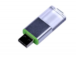 OA2102093428 USB-флешка промо на 64 ГБ прямоугольной формы, выдвижной механизм, зеленый