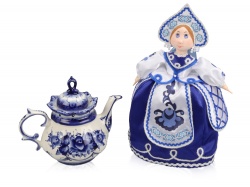 OA1701407812 Набор Гжель: кукла на чайник, чайник заварной с росписью