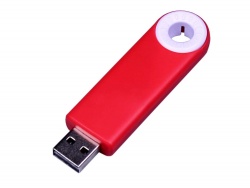 OA2102093307 USB-флешка промо на 128 Гб прямоугольной формы, выдвижной механизм, белый