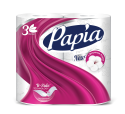 MP200412789 Туалетная бумага PAPIA белая 3 слоя, 4 рулона