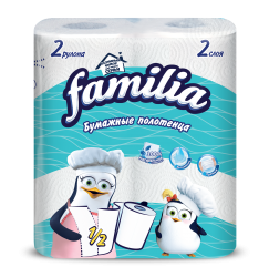 MP200412790 Полотенца бумажные FAMILIA белые 2 слоя, 2 рулона
