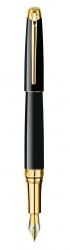CA1F-BLK11 Carandache Leman. Ручка перьевая Carandache Leman Ebony  black lacquered GP F золото 18K двухцветное подар.к