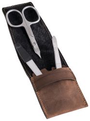 GS184061847 DOVO. Маникюрный набор Dovo, 3пр. Футляр: натур.кожа (вол), цвет коричневый
