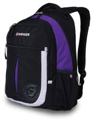 GS184061391 Wenger. Рюкзак WENGER, чёрный/фиолетовый/серебристый, полиэстер 600D, 32х15х45 см, 22 л