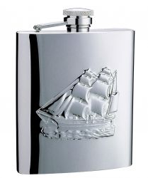 GR1711131538 S.QUIRE. Фляга S.Quire "Корабль" 0,27 л, сталь, серебристый цвет с рисунком