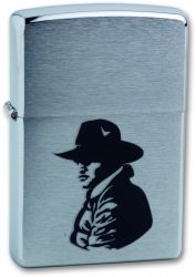 GR171113362 Zippo Зажигалки шиpокие. Зажигалка ZIPPO Bronco Cowboy, с покрытием Brushed Chrome, латунь/сталь, серебристая, 38x13x57 мм