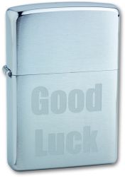 GR171113562 Zippo Зажигалки шиpокие. Зажигалка ZIPPO Good Luck, с покрытием Brushed Chrome, латунь/сталь, серебристая, матовая, 38x13x57