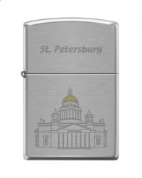 GR171113656 Zippo Зажигалки шиpокие. Зажигалка ZIPPO Исакиевский собор, с покрытием Brushed Chrome, латунь/сталь, серебристая, 38x13x57 м