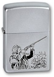 GR171113573 Zippo Зажигалки шиpокие. Зажигалка ZIPPO Hunter, с покрытием Satin Chrome™, латунь/сталь, серебристая, матовая, 38x13x57 мм