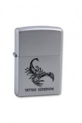 GR171113623 Zippo Зажигалки шиpокие. Зажигалка ZIPPO Tattoo Scorpion, с покрытием Satin Chrome™, латунь/сталь, серебристая, 38x13x57 мм
