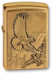 GR171113547 Zippo Зажигалки шиpокие. Зажигалка ZIPPO Eagles, с покрытием Brushed Brass, латунь/сталь, золотистая, матовая, 38x13x57 мм