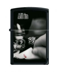 GS184061977 Zippo. Зажигалка ZIPPO All In с покрытием Black Matte, латунь/сталь, чёрная, матовая, 38x13x57 мм