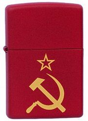 GR171113681 Zippo Зажигалки шиpокие. Зажигалка ZIPPO Серп и Молот, с покрытием Red Matte, латунь/сталь, красная, матовая, 38x13x57 мм