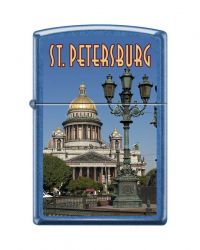 GR171113657 Zippo Зажигалки шиpокие. Зажигалка ZIPPO Исакиевский собор, с покрытием Cerulean™, латунь/сталь, синяя, глянцевая, 36x12x56 мм