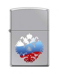 GR171113651 Zippo Зажигалки шиpокие. Зажигалка ZIPPO Двуглавый орёл, с покрытием High Polish Chrome, латунь/сталь, 38x13x57 мм