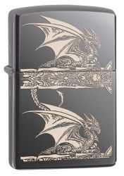 GR171113330 Zippo Зажигалки шиpокие. Зажигалка ZIPPO Anne Stokes с покрытием Black Ice ®, латунь/сталь, чёрная, глянцевая, 36x12x56 мм