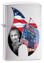 GR171113422 Zippo Зажигалки шиpокие. Зажигалка ZIPPO Classic с покрытием Brushed Chrome, латунь/сталь, серебристая, матовая, 36x12x56 мм