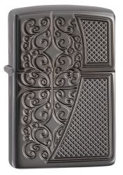 GR171113340 Zippo Зажигалки шиpокие. Зажигалка ZIPPO Armor™ с покрытием Black Ice®, латунь/сталь,чёрная, глянцевая, 36x12x56 мм