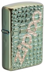 GR171113344 Zippo Зажигалки шиpокие. Зажигалка ZIPPO Armor™ с покрытием Chameleon™, латунь/сталь, зелёная, глянцевая, 38x13x57 мм