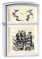 GR171113453 Zippo Зажигалки шиpокие. Зажигалка ZIPPO Classic с покрытием High Polish Chrome, латунь/сталь, серебристая, глянцевая, 36x12x56 мм