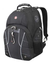 GS184061323 Wenger. Рюкзак WENGER, 15”, чёрный/серебристый, полиэстер 900D/600D/искуственная кожа, 34x18x47 см, 29 л