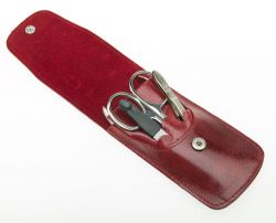 GS184061843 DOVO. Маникюрный набор Dovo, 4пр. Футляр: натур.кожа (вол), цвет красный