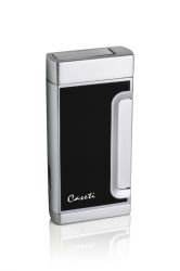 GR171113233 CASETI Зажигалки газовые ТУРБО. Зажигалка "Caseti" газовая турбо, хромированное покрытие + черный лак, 6,9х1,5х3,5 см