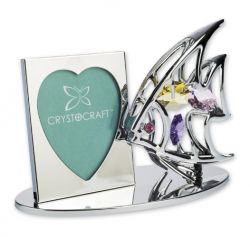 GS184061714 CRYSTOCRAFT. Фото рамка Crystocraft "Коралловая рыбка" серебристого цвета с цветными кристаллами, сталь