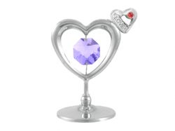 GS184061634 CRYSTOCRAFT Коллекция With Love. Миниатюра Crystocraft "Сердечко" серебристого цвета с сиреневыми кристаллами, сталь