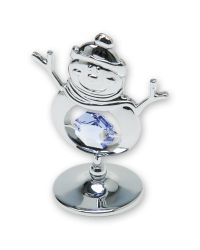 GS184061652 CRYSTOCRAFT Коллекция Happy New Year. Миниатюра Crystocraft  "Снеговик", серебристого цвета с голубыми кристаллами, сталь