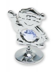GS184061654 CRYSTOCRAFT Коллекция Happy New Year. Миниатюра Crystocraft "Санта Клаус", серебристого цвета с голубыми кристаллами, сталь