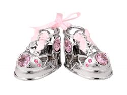GS184061623 CRYSTOCRAFT Baby Born. Миниатюра Crystocraft "Baby туфельки" серебристого цвета с розовыми кристаллами, сталь