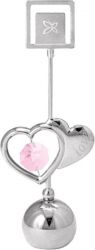 GS184061647 CRYSTOCRAFT Коллекция With Love. Держатель для визиток Crystocraft "Сердце" серебристого цвета с розовыми кристаллами, сталь
