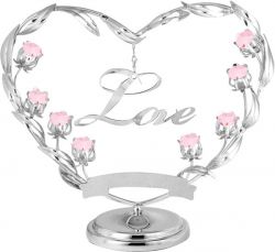 GS184061638 CRYSTOCRAFT Коллекция With Love. Миниатюра Crystocraft "Любовь" серебристого цвета с розовыми кристаллами, сталь