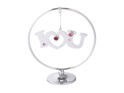GS184061644 CRYSTOCRAFT Коллекция With Love. Миниатюра Crystocraft " I love You", серебристого цвета с розовыми кристаллами, сталь